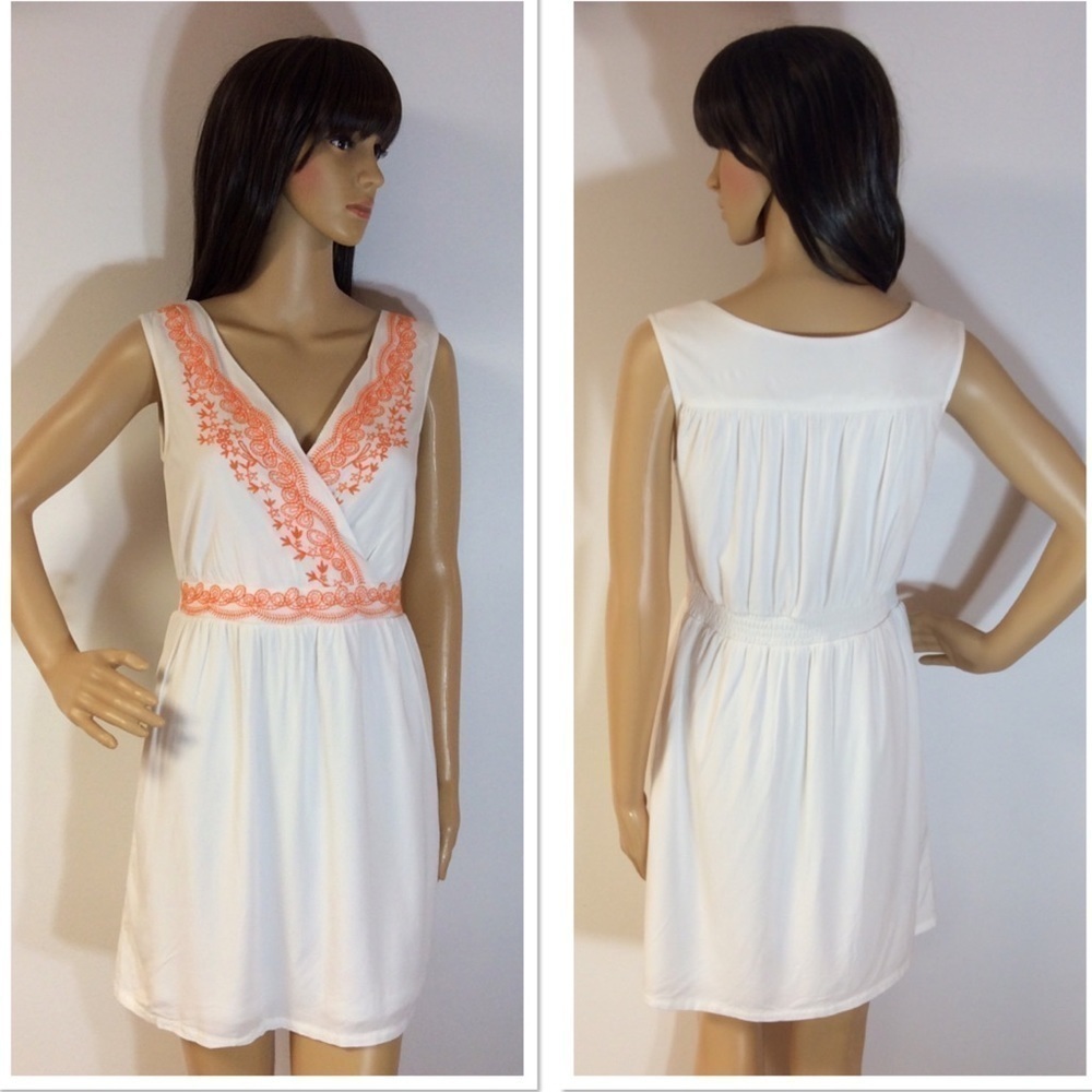 C. LUCE WHITE AND ORANGE DRESS